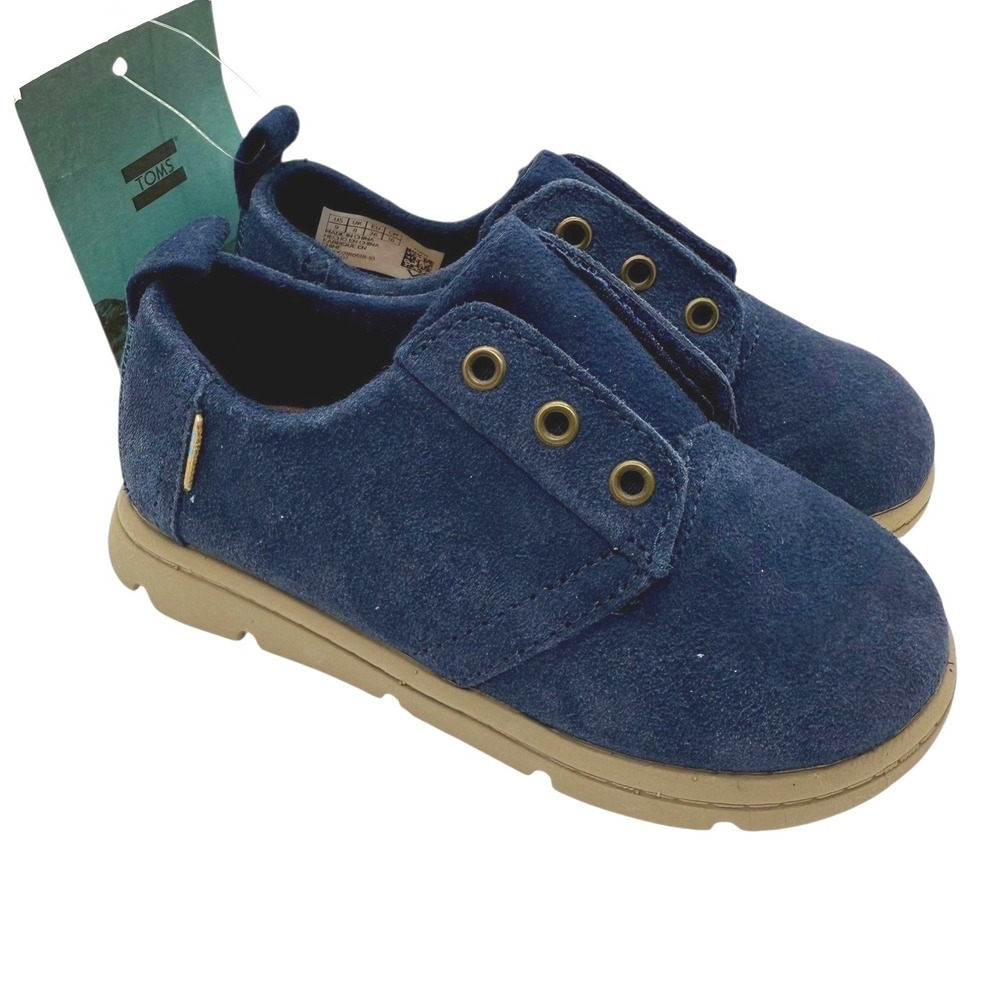 TOMS Tiny‎ Ivan Toddler Navy Blue Suede Slip On Sneakers Size 9 T9 NEW School